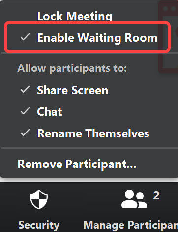 Enable waiting room after starting Zoom Meeting